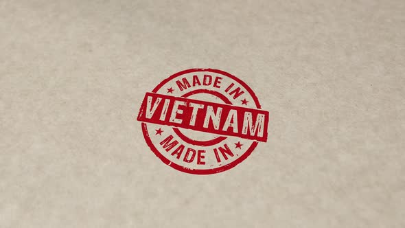 Made in Vietnam stamp and stamping animation