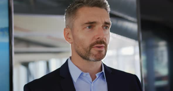 Businessman talking at a conference