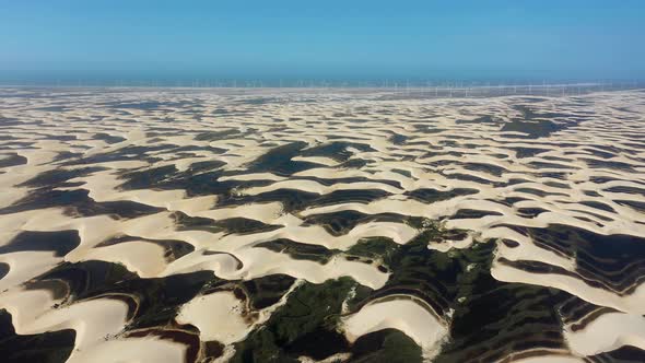 Brazilian landmark rainwater lakes and sand dunes. Lencois Maranhenses Brazil.
