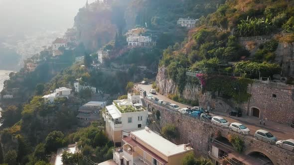 Car Driving on the Amalfi Coast Aerial