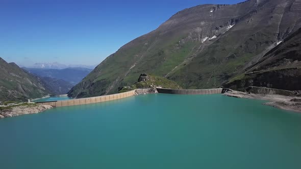 Aerial View of Kaprun Reservoir Mooserboden Stausee, Austria