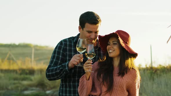 Inlove Caucasian Couple Tasting Delicious Wine