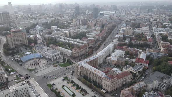 Cityscape of Kyiv, Ukraine. Aerial View, Slow Motion