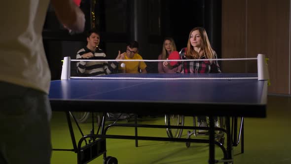 Disabled Players During Ping-pong Game