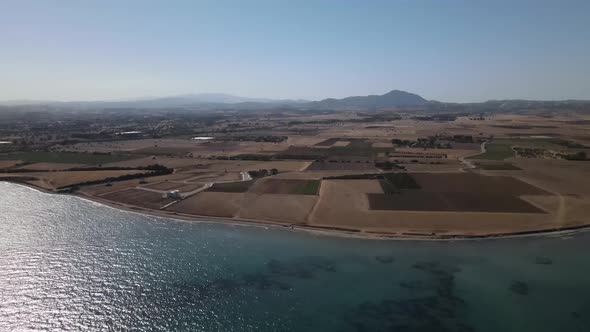 Cyprus beach at daytime. Mediterranean Sea. Beautiful views of the coast. Larnaca District.