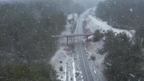 AERIAL: Flying Away from Overpass Bridge which was used on HBO's TV Series Chernobyl