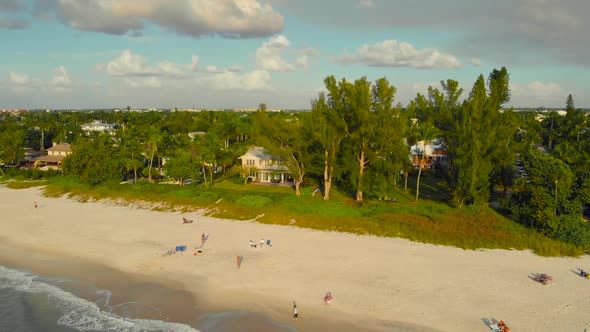 Naples Beach and Fishing Pier at Sunset, Florida.