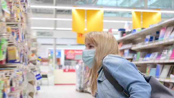 Woman in Mask at Supermarket