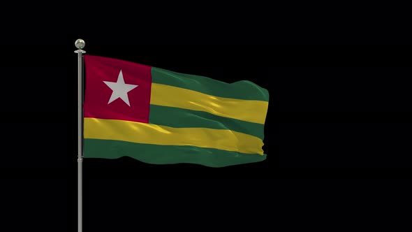 Togo Flag Pole Looping  Animation Include Alpha Channel