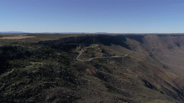 Aerial views over the town of Nieuwoudtville in the Northern Cape of South Africa with blossoming Ma