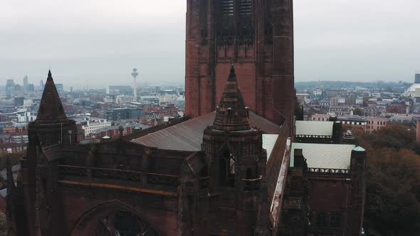 Aerial View of the Liverpool Cathedral or Cathedral Church of Christ