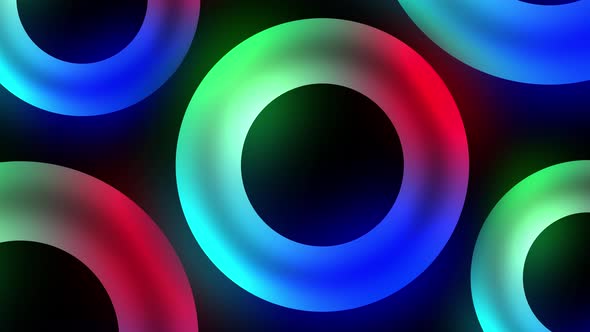 Colorful Neon Round 3D Shapes Animation Background