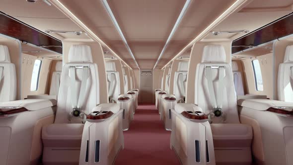 Private Jet Interior With Empty Seats