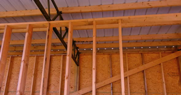 Roofing Structure a Large Hangar Consists of Steel Frame Timber Joists