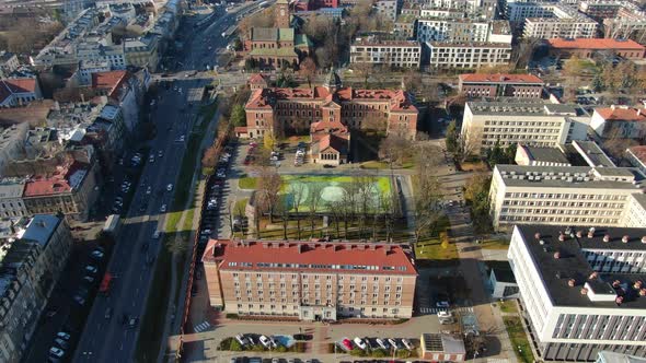 Aerial view of Krakow University of Economics (Uniwersytet Ekonomiczny), Poland