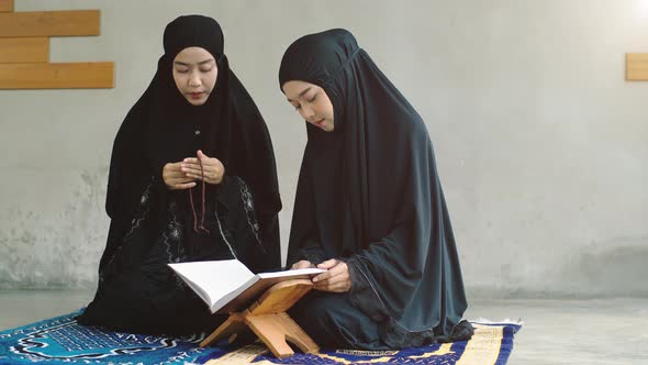 Asian Muslim Woman Praying and Prostrating at Home 02