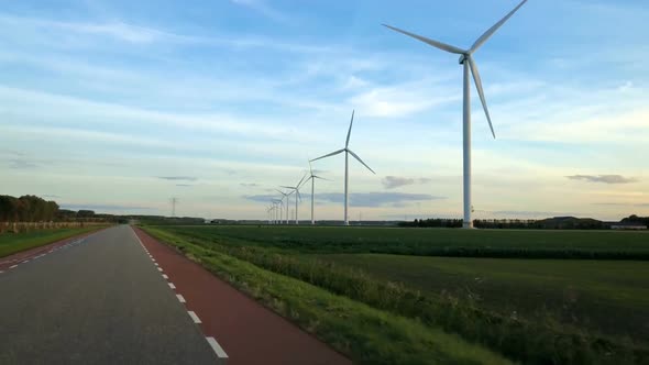 Driving along the wind turbines