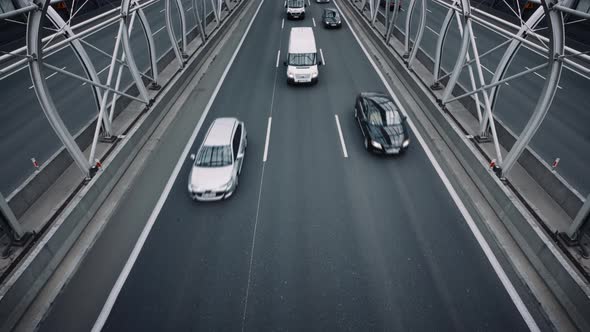 Slow Motion Blurred Unrecognizable Cars Traffic on City Highway