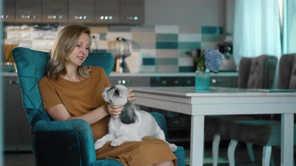 Woman Bonding with Dog Petting Domestic Animal Rbbro