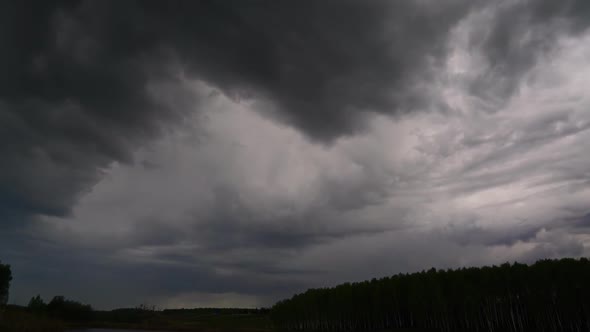 Dark Storm Clouds Over Forest, Timelapse