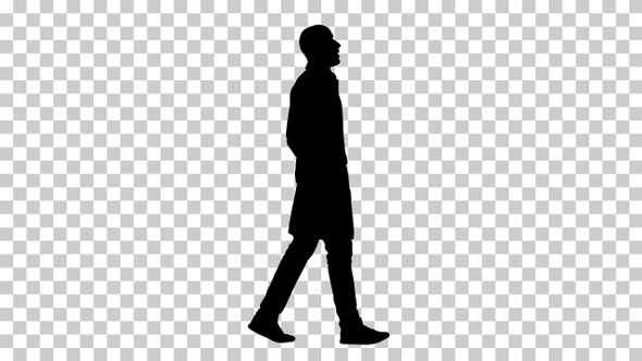 Silhouette Doctor walking, Alpha Channel..