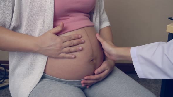 Pregnant Woman and Gynecologist Doctor at Hospital