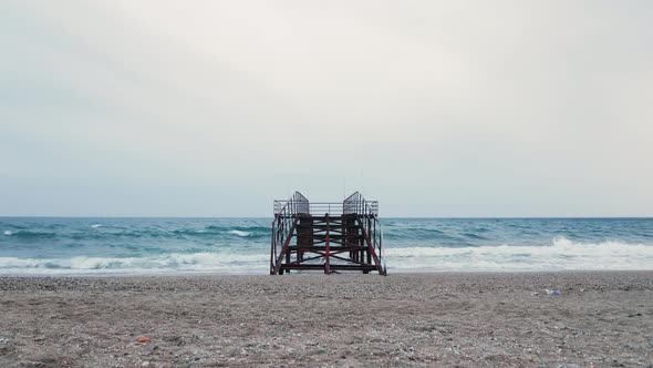 Iron pier on sea