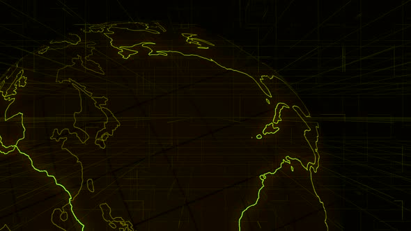 Green globe, Digital Earth rotating animation social future technology