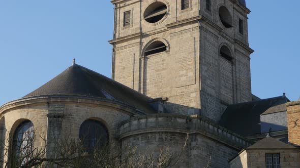 Basilique Notre Dame in France Lower Normandy city of Alencon  by the day 4K 2160p UHD footage - Got