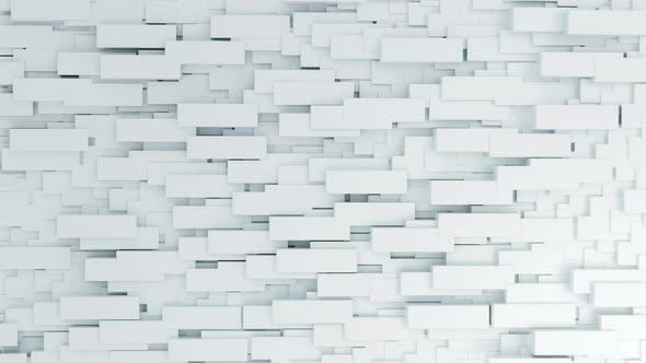 White bricks moving in the wall. Abstract seamless 3d animation