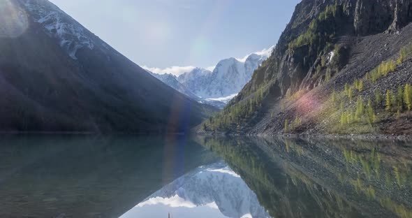 Mountain Lake Timelapse at the Summer or Autumn Time