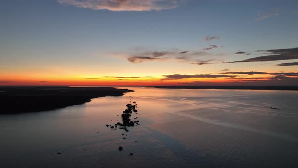 Sunset sky over Amazon River at Amazon Forest. Manaus Brazil.