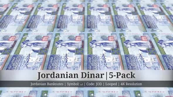 Jordanian Dinar | Jordan Currency - 5 Pack | 4K Resolution | Looped