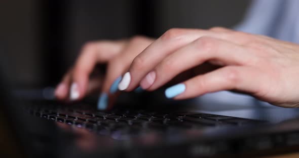 Unrecognizable Businesswoman female hands using typing on laptop notebook keyboard