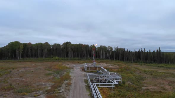 Drone Flying Over a Gas Pipeline for Flaring