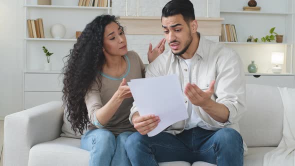 Stressed Spaniard Hispanic Couple Receives Letter Notice of Divorce Papers Documents Feels Shocked