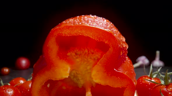 Camera Movement Inside Cut Red Pepper