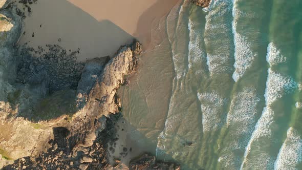 Aerial view of Bedruthan Carnewas, Cornwall, UK.