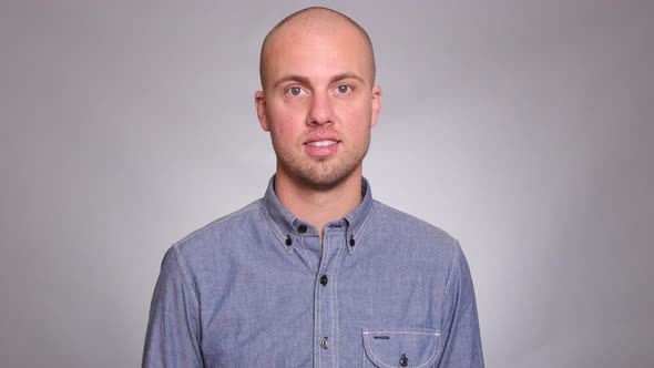 Portrait of man on white background