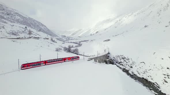 Snow Train in Switzerland Used to Shuttle Passengers and Skiers to Ski Resorts