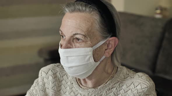 Senior Woman in Face Mask on Quarantine