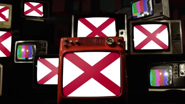 Flag of Alabama and Retro TVs.