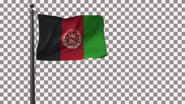 Afghanistan Flag On Flagpole With Alpha Channel HD