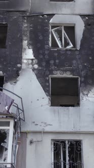 Vertical Video of a House Destroyed By the War in Ukraine