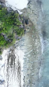 Tanzania  Vertical Video of the Ocean Near the Coast of Zanzibar Slow Motion