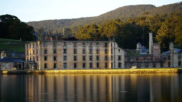 time lapse of the sun rising on the ruins at port arthur