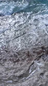 Vertical Video of Sea Water Near the Seashore Slow Motion