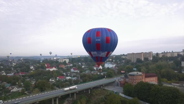 Ukraine October 3, 2020, Kamyanets Podolsk Balloon Festival, Morning Launch. Cloudiness