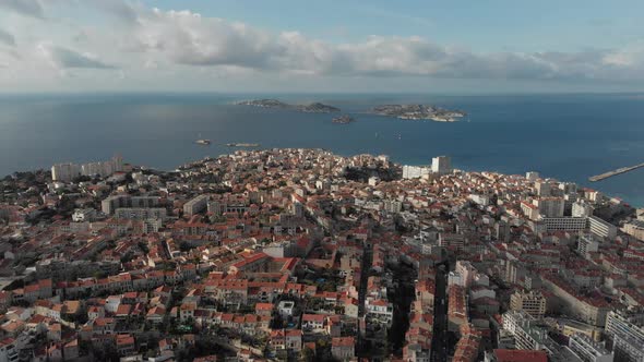 Beautiful aerial view of Marseille Town in France.