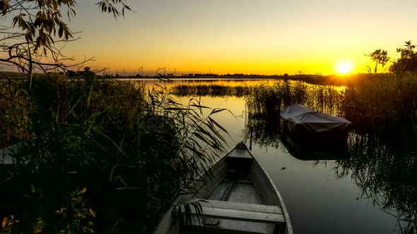 The Light of the Setting Sun on the Lake